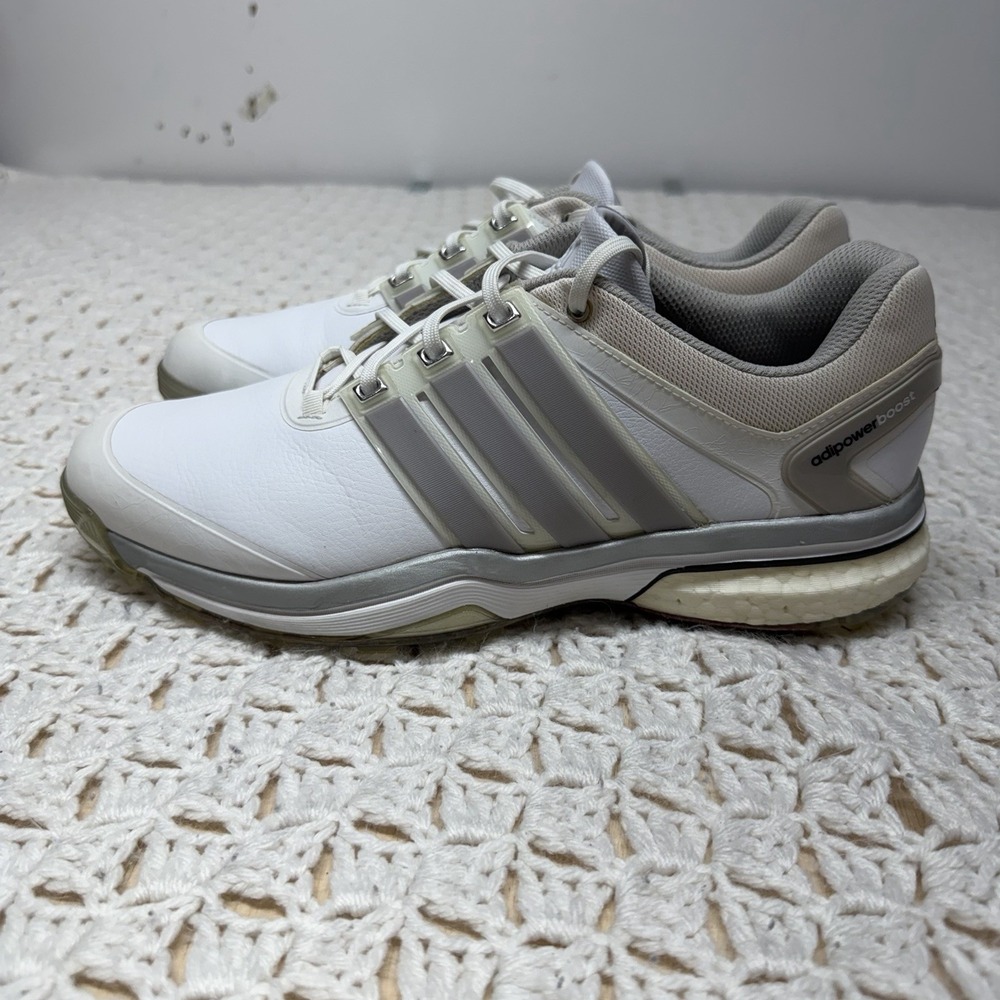 Adidas Adipower Boost Women Sz 10 White Silver Running Spike Golf Shoes Cleats